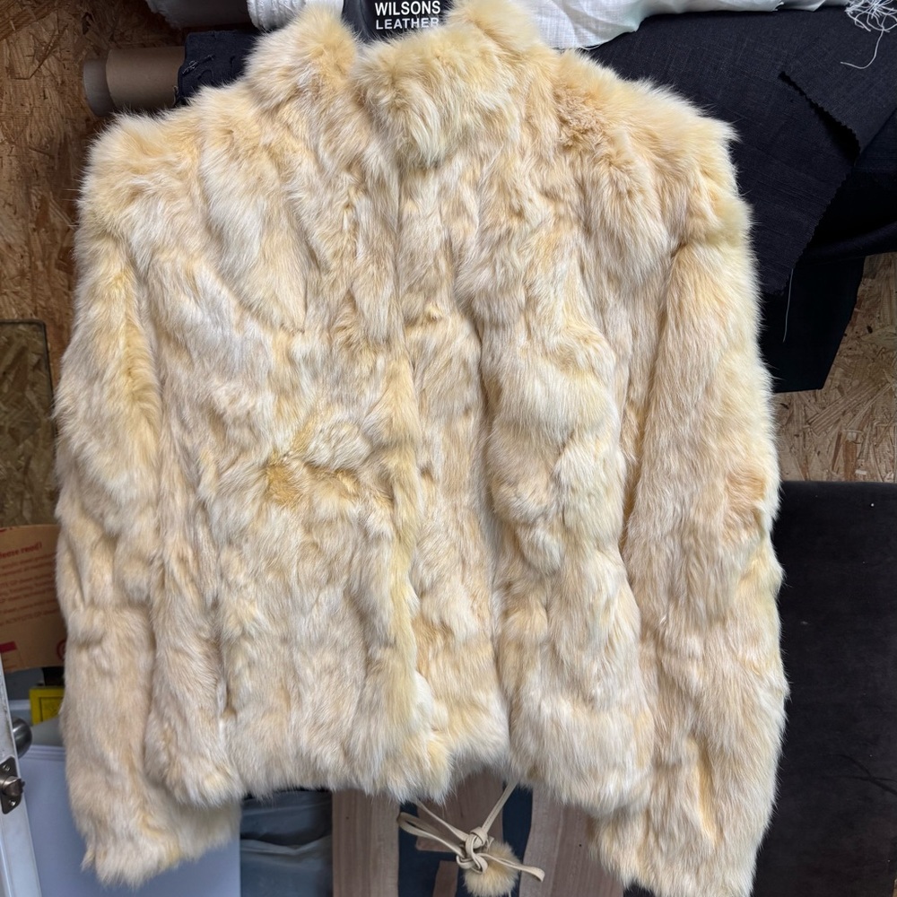 Wilsons Leather cream/camel real rabbit fur Jacket